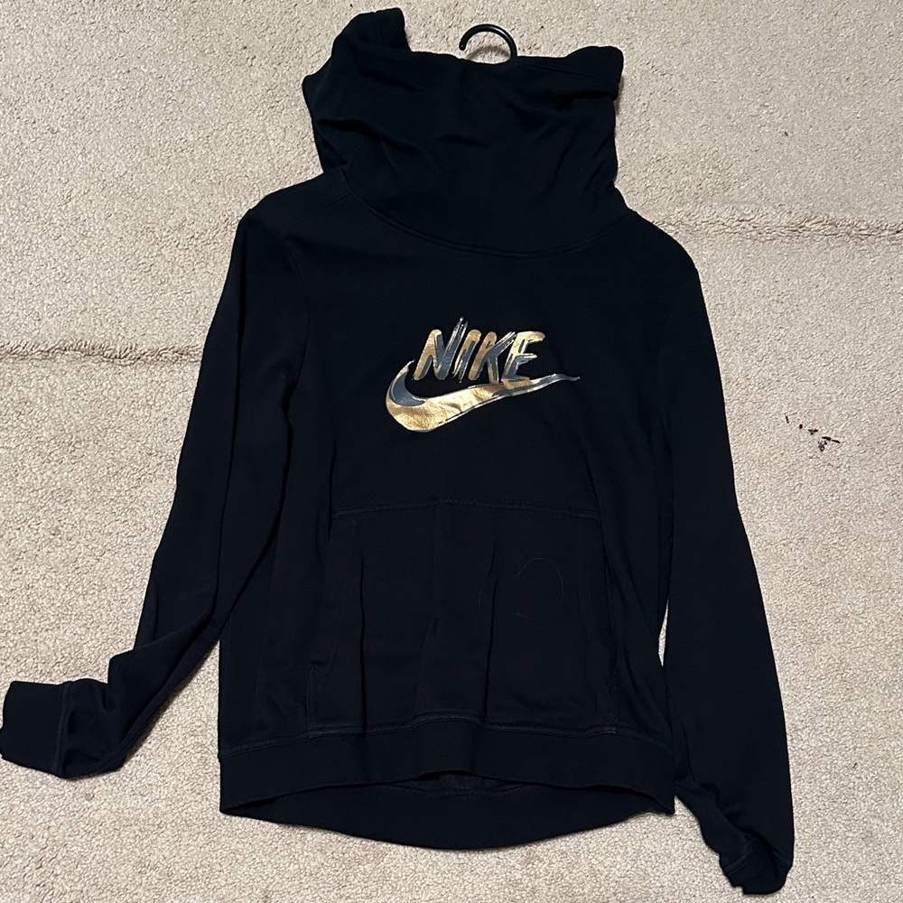 Nike Women's Black Sweatshirt with Gold Accents